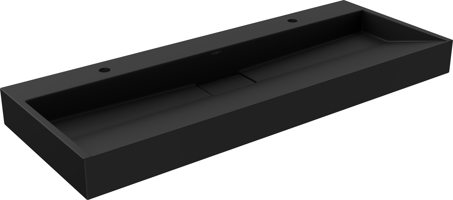 Mexen Ava umywalka nablatowa z konglomeratu 2/O 120 x 46 cm, czarna - 23011272