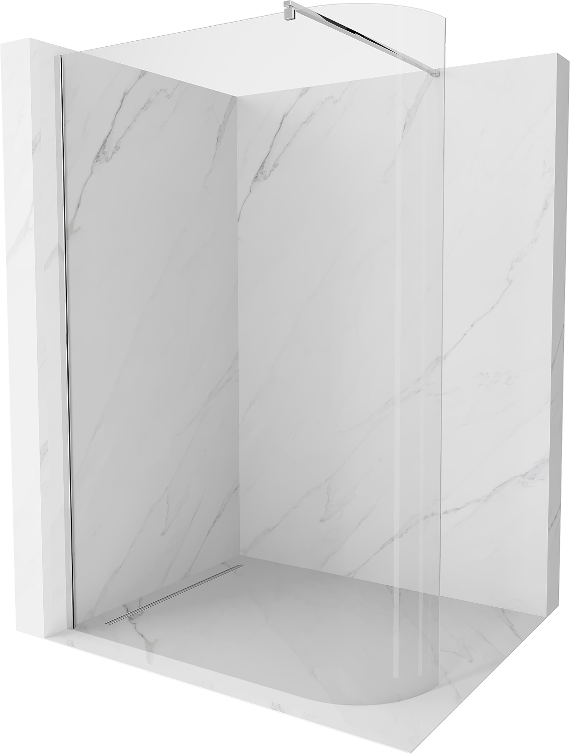 Mexen Kioto ścianka prysznicowa zaokrąglona 80 x 200 cm, transparent 8 mm, chrom - 800-080-101-01-06