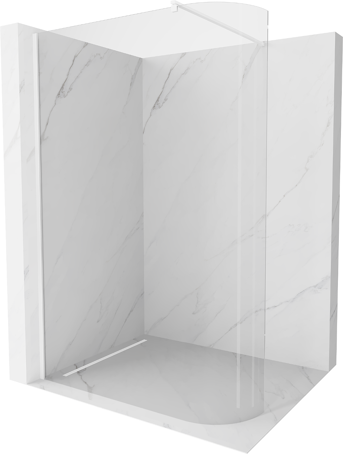Mexen Kioto ścianka prysznicowa zaokrąglona 130 x 200 cm, transparent 8 mm, biała - 800-130-101-20-06