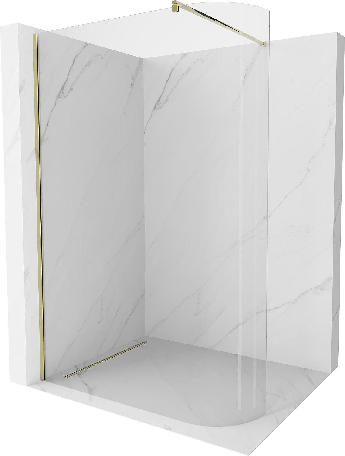 Mexen Kioto ścianka prysznicowa zaokrąglona 160 x 200 cm, transparent 8 mm, złota - 800-160-101-50-06