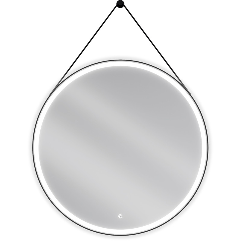 Mexen Reni osvětlené koupelnové zrcadlo, kulaté 90 cm, LED 6000K, antipara, rám černý - 9812-090-090-611-70