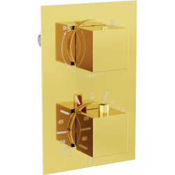 Mexen Cube termostatická vanovo-sprchová baterie 2 cestná, Zlatá - 77502-50