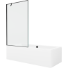 Mexen Cube wanna prostokątna 180 x 80 cm z obudową i parawanem 1-skrzydłowym 100 cm, czarny wzór - 550518080X9510007070