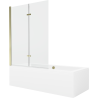Mexen Cube wanna prostokątna 170 x 80 cm z obudową i parawanem 2-skrzydłowym 120 cm, transparent, złoty - 550517080X9212025000
