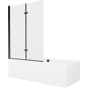 Mexen Cube wanna prostokątna 180 x 80 cm z obudową i parawanem 2-skrzydłowym 120 cm, transparent, czarny - 550518080X9212027000
