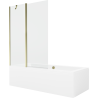 Mexen Cube wanna prostokątna 170 x 80 cm z obudową i parawanem 1-skrzydłowym 120 cm, transparent, złoty - 550517080X9412115000