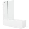 Mexen Cube wanna prostokątna 180 x 80 cm z obudową i parawanem 1-skrzydłowym 120 cm, transparent, chrom - 550518080X9412110100