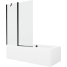 Mexen Cube wanna prostokątna 180 x 80 cm z obudową i parawanem 1-skrzydłowym 120 cm, transparent, czarny - 550518080X9412117000