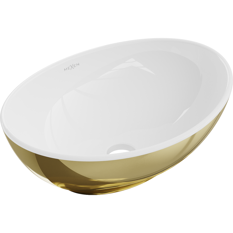 Mexen Elza umywalka nablatowa 40 x 33 cm, biała/złota - 21014006
