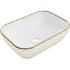 Mexen Rita umywalka nablatowa 45 x 32 cm, biała/złota wzór kratka - 21084509