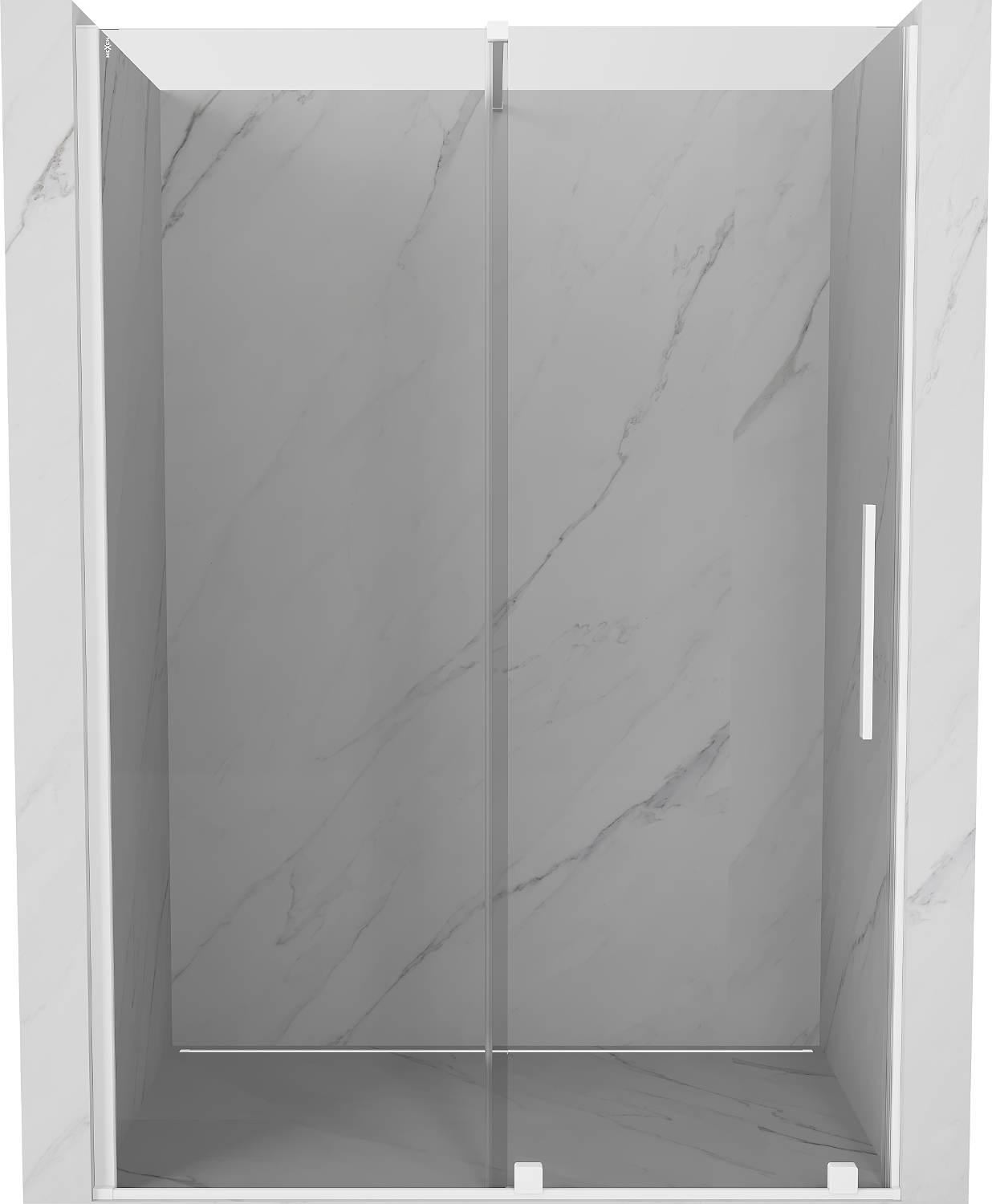 Mexen Velar drzwi prysznicowe rozsuwane 130 cm, transparent, białe - 871-130-000-01-20