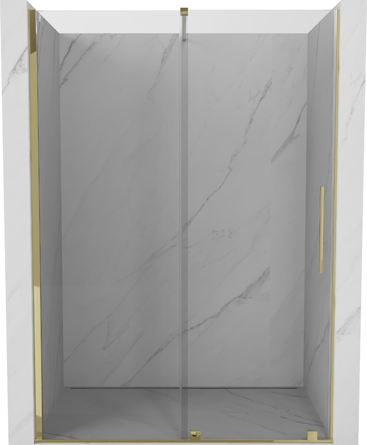 Mexen Velar drzwi prysznicowe rozsuwane 150 cm, transparent, złote - 871-150-000-01-50