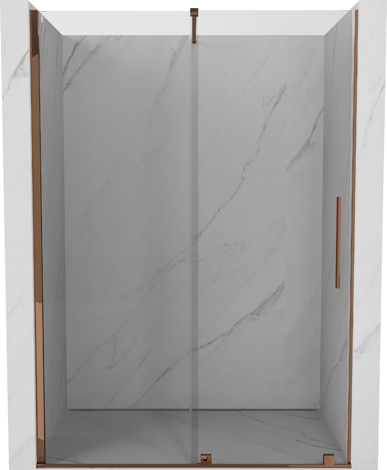 Mexen Velar drzwi prysznicowe rozsuwane 160 cm, transparent, różowe złoto - 871-160-000-01-60