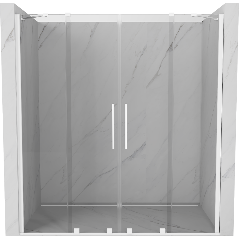Mexen Velar Duo drzwi prysznicowe rozsuwane 180 cm, transparent, białe - 871-180-000-02-20