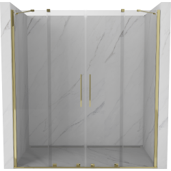 Mexen Velar Duo drzwi prysznicowe rozsuwane 180 cm, transparent, złote - 871-180-000-02-50