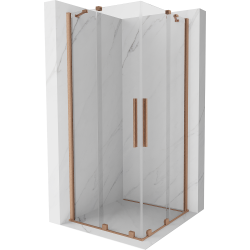 Mexen Velar Duo kabina prysznicowa rozsuwana 90 x 90 cm, transparent, miedź szczotkowana - 871-090-090-02-65