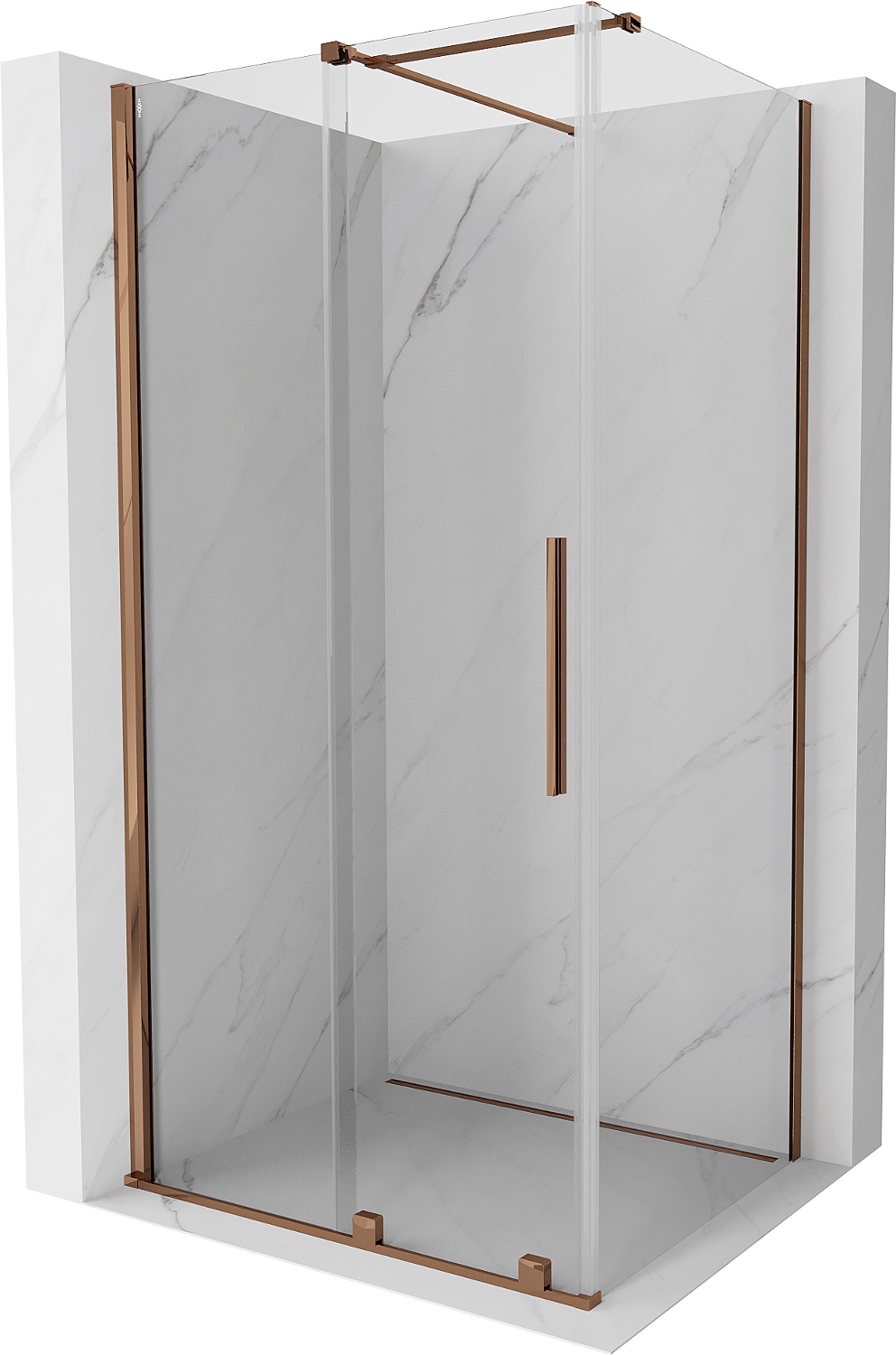 Mexen Velar kabina prysznicowa rozsuwana 100 x 120 cm, transparent, różowe złoto - 871-100-120-01-60