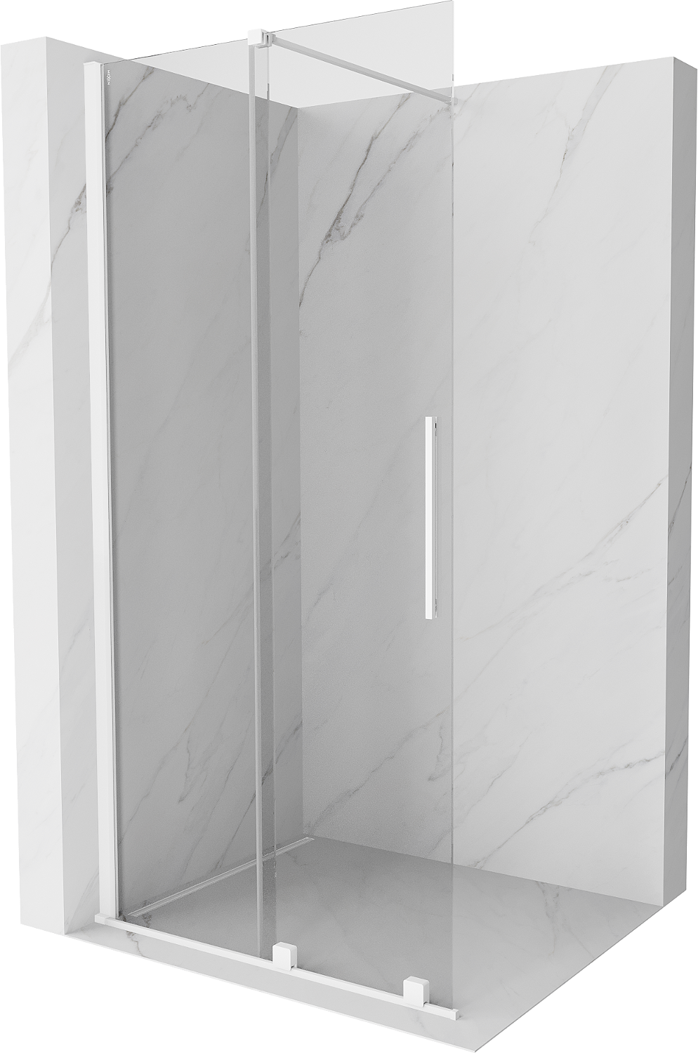 Mexen Velar drzwi prysznicowe rozsuwane Walk-in 70 cm, transparent, białe - 871-070-000-03-20