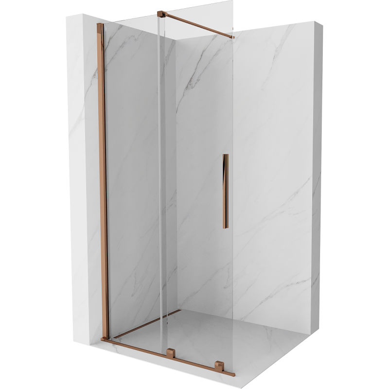 Mexen Velar drzwi prysznicowe rozsuwane Walk-in 70 cm, transparent, różowe złoto - 871-070-000-03-60