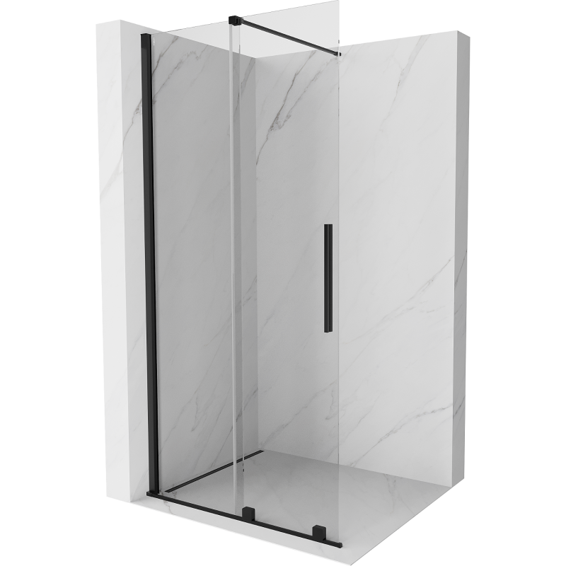 Mexen Velar drzwi prysznicowe rozsuwane Walk-in 70 cm, transparent, czarne - 871-070-000-03-70
