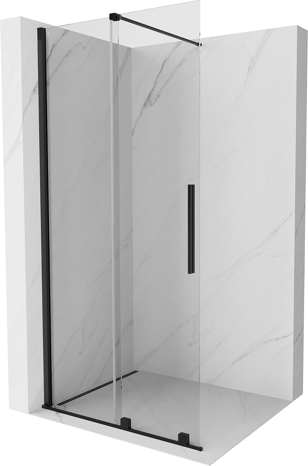 Mexen Velar drzwi prysznicowe rozsuwane Walk-in 80 cm, transparent, czarne - 871-080-000-03-70