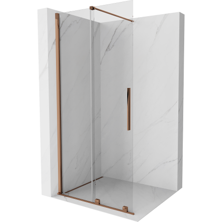 Mexen Velar drzwi prysznicowe rozsuwane Walk-in 90 cm, transparent, różowe złoto - 871-090-000-03-60