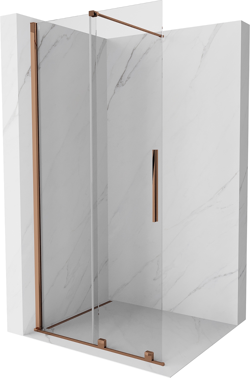 Mexen Velar drzwi prysznicowe rozsuwane Walk-in 100 cm, transparent, różowe złoto - 871-100-000-03-60