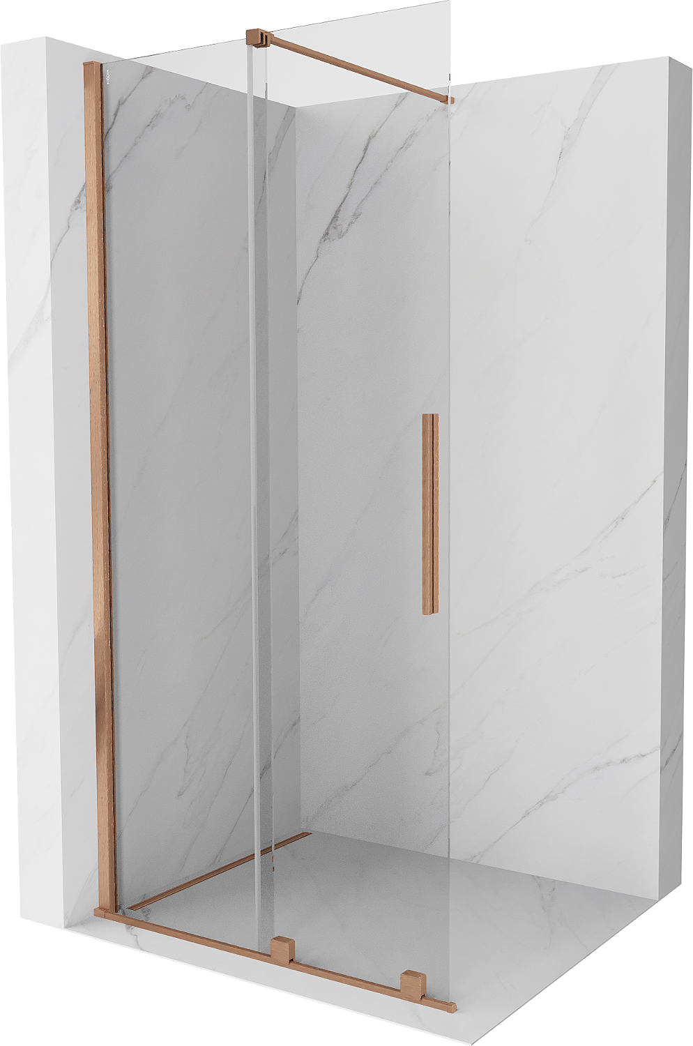Mexen Velar drzwi prysznicowe rozsuwane Walk-in 100 cm, transparent, miedź szczotkowana - 871-100-000-03-65