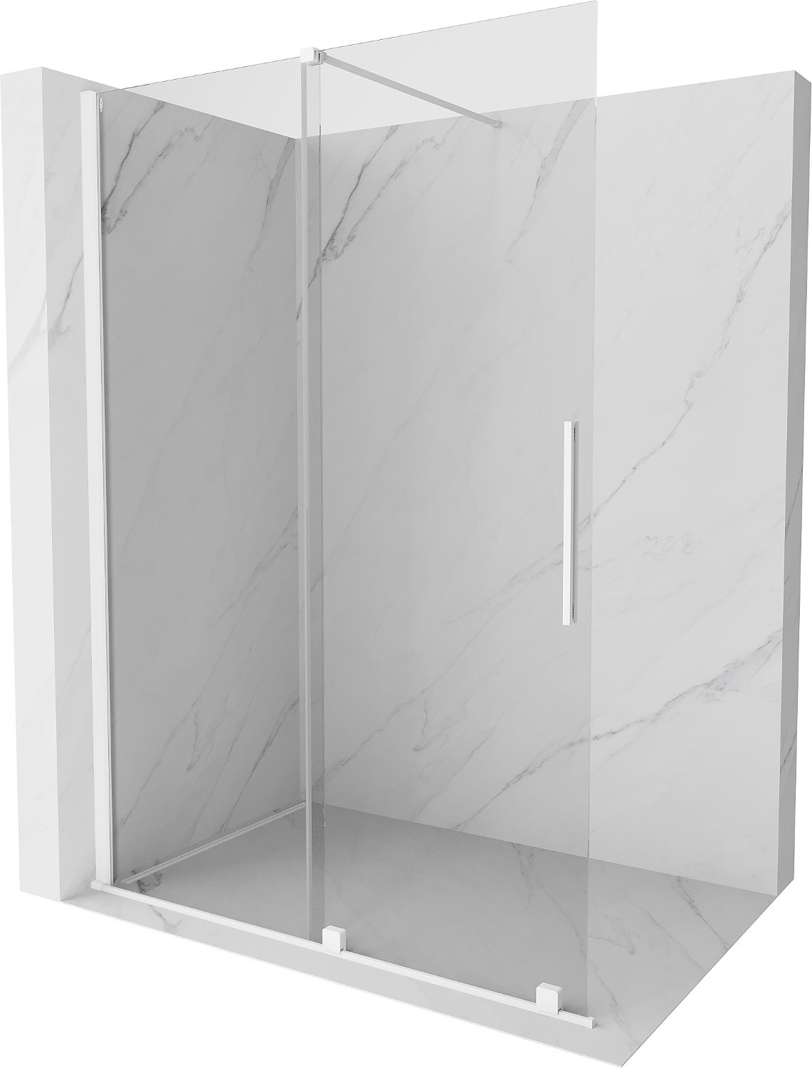 Mexen Velar drzwi prysznicowe rozsuwane Walk-in 140 cm, transparent, białe - 871-140-000-03-20