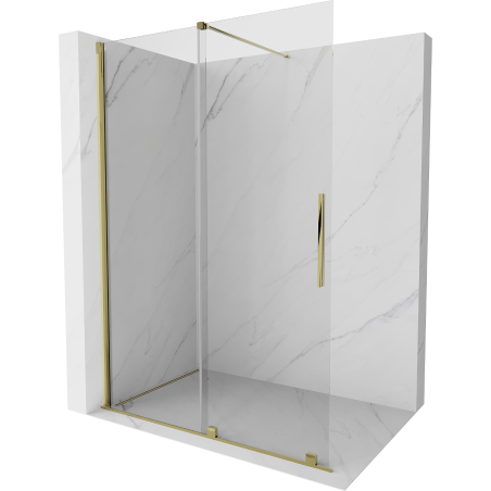 Mexen Velar drzwi prysznicowe rozsuwane Walk-in 140 cm, transparent, złote - 871-140-000-03-50