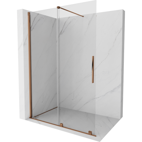 Mexen Velar drzwi prysznicowe rozsuwane Walk-in 130 cm, transparent, różowe złoto - 871-130-000-03-60