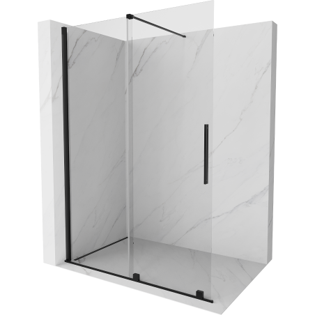 Mexen Velar drzwi prysznicowe rozsuwane Walk-in 140 cm, transparent, czarne - 871-140-000-03-70