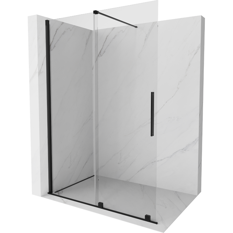 Mexen Velar drzwi prysznicowe rozsuwane Walk-in 160 cm, transparent, czarne - 871-160-000-03-70