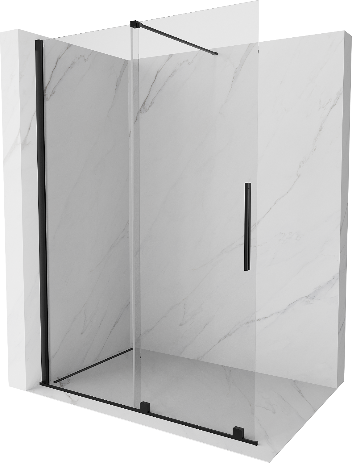 Mexen Velar drzwi prysznicowe rozsuwane Walk-in 160 cm, transparent, czarne - 871-160-000-03-70