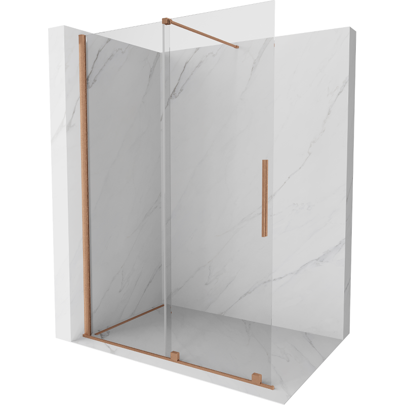 Mexen Velar drzwi prysznicowe rozsuwane Walk-in 160 cm, transparent, miedź szczotkowana - 871-160-000-03-65