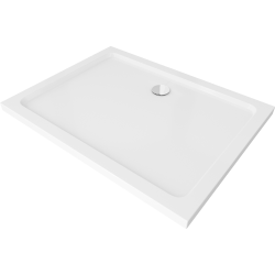 Mexen Flat obdélníková vanička do sprchového koutu slim 130 x 100 cm, Bílá, sifon Chromovaná - 40101013