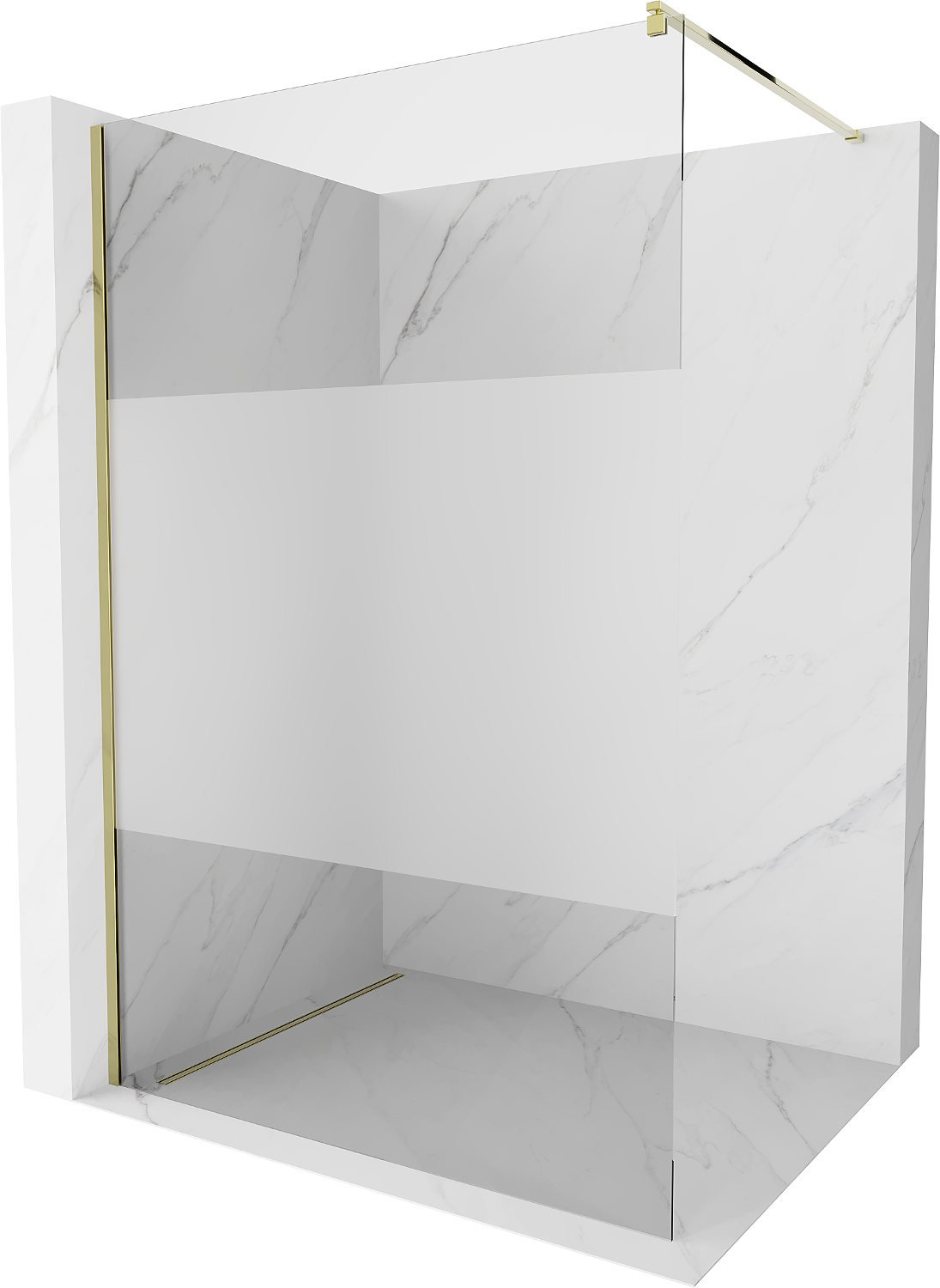 Mexen Kioto ścianka prysznicowa 90 x 200 cm, transparent/szron 8 mm, złota - 800-090-101-50-35