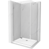 Mexen Lima skládací sprchový kout 90 x 70 cm, Průhledné, Chromovaná + sprchová vanička Flat - 856-090-070-01-00-4010