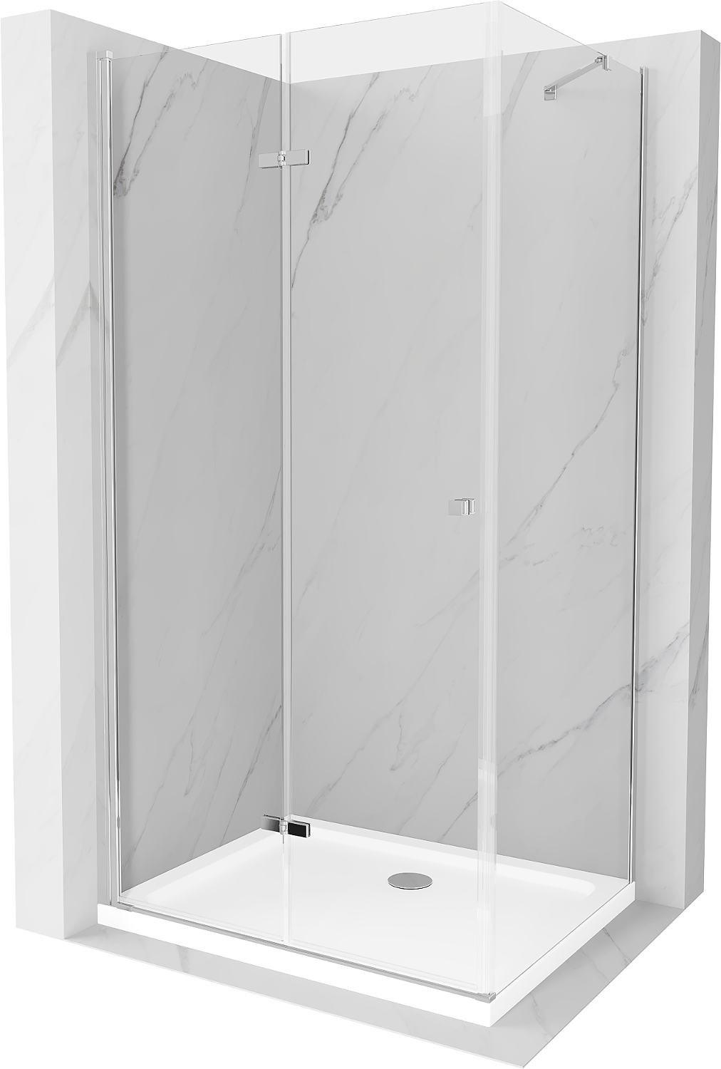 Mexen Lima kabina prysznicowa składana 110 x 70 cm, transparent, chrom + brodzik Flat - 856-110-070-01-00-4010