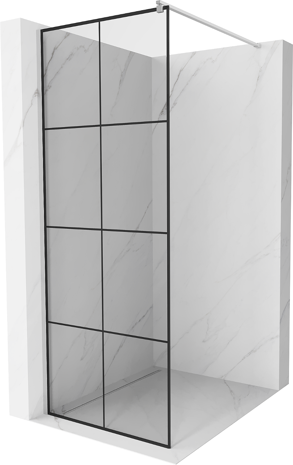 Mexen Kioto ścianka prysznicowa 80 x 200 cm, transparent/czarny wzór 8 mm, chrom - 800-080-101-01-77