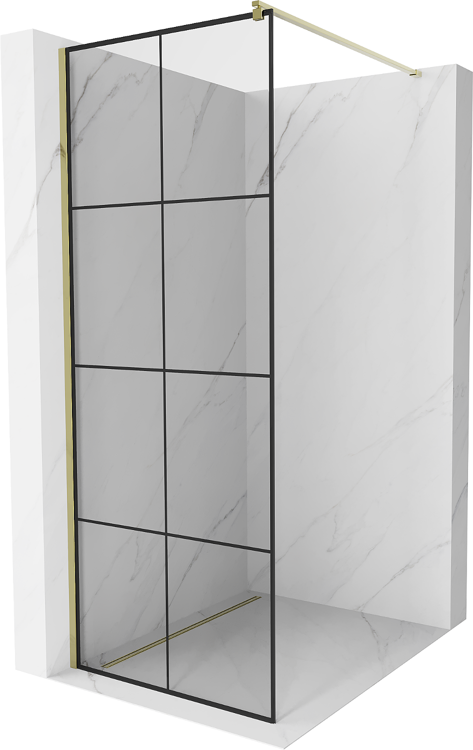 Mexen Kioto ścianka prysznicowa 70 x 200 cm, transparent/czarny wzór 8 mm, złota - 800-070-101-50-77