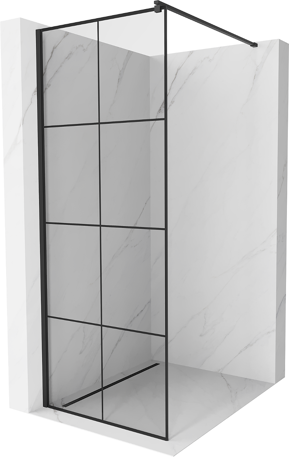 Mexen Kioto ścianka prysznicowa 70 x 200 cm, transparent/czarny wzór 8 mm, czarna - 800-070-101-70-77