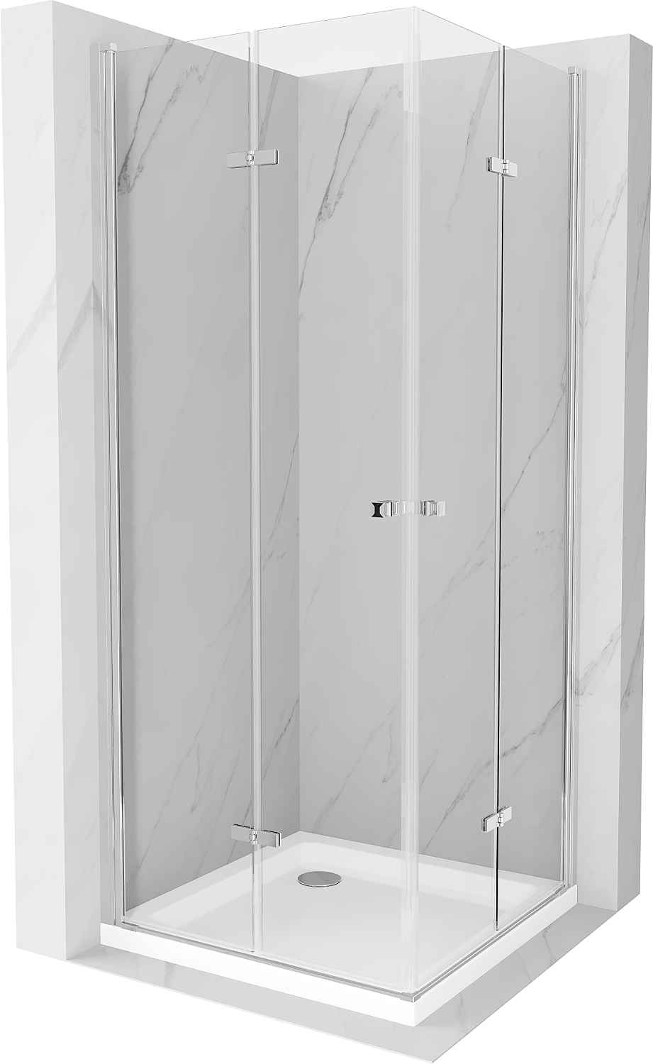 Mexen Lima Duo kabina prysznicowa składana 70 x 70 cm, transparent, chrom + brodzik Flat - 856-070-070-01-02-4010