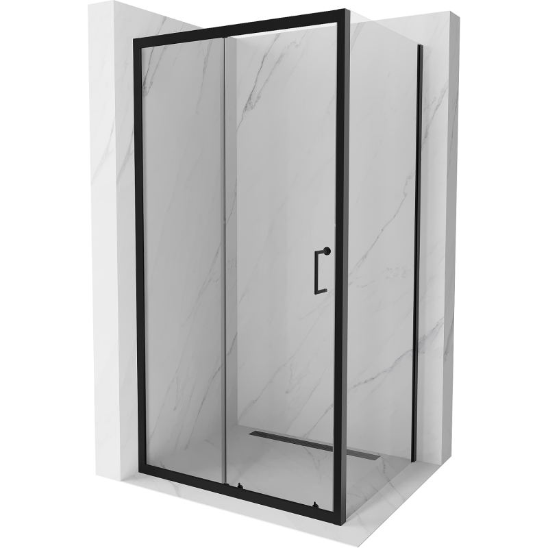 Mexen Apia kabina prysznicowa rozsuwana 140 x 70 cm, transparent, czarna - 840-140-070-70-00