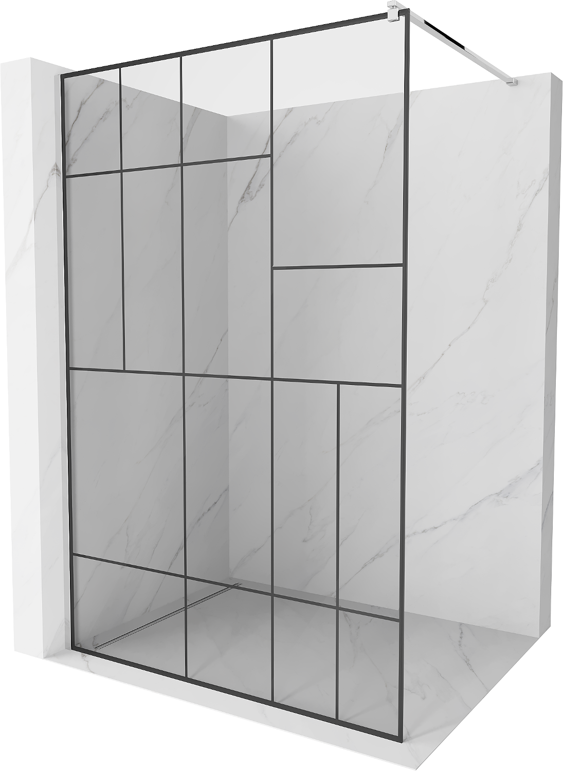 Mexen Kioto ścianka prysznicowa 90 x 200 cm, transparent/czarny wzór 8 mm, chrom - 800-090-101-01-78