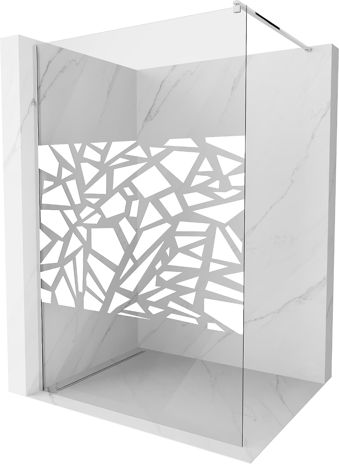 Mexen Kioto ścianka prysznicowa 100 x 200 cm, transparent/biały wzór 8 mm, chrom - 800-100-101-01-85