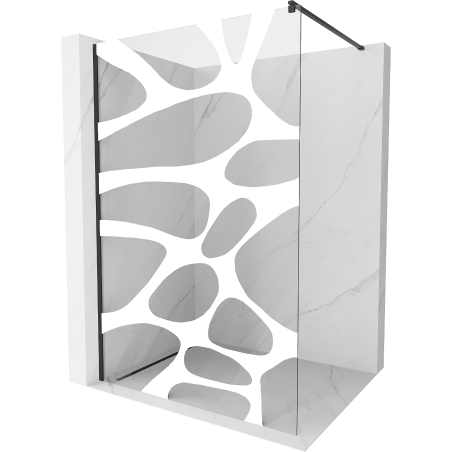 Mexen Kioto ścianka prysznicowa 130 x 200 cm, transparent/biały wzór 8 mm, czarna - 800-130-101-70-97