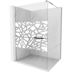 Mexen Kioto+ ścianka prysznicowa z półką i relingiem 90 x 200 cm, transparent/biały wzór 8 mm, chrom - 800-090-121-01-85