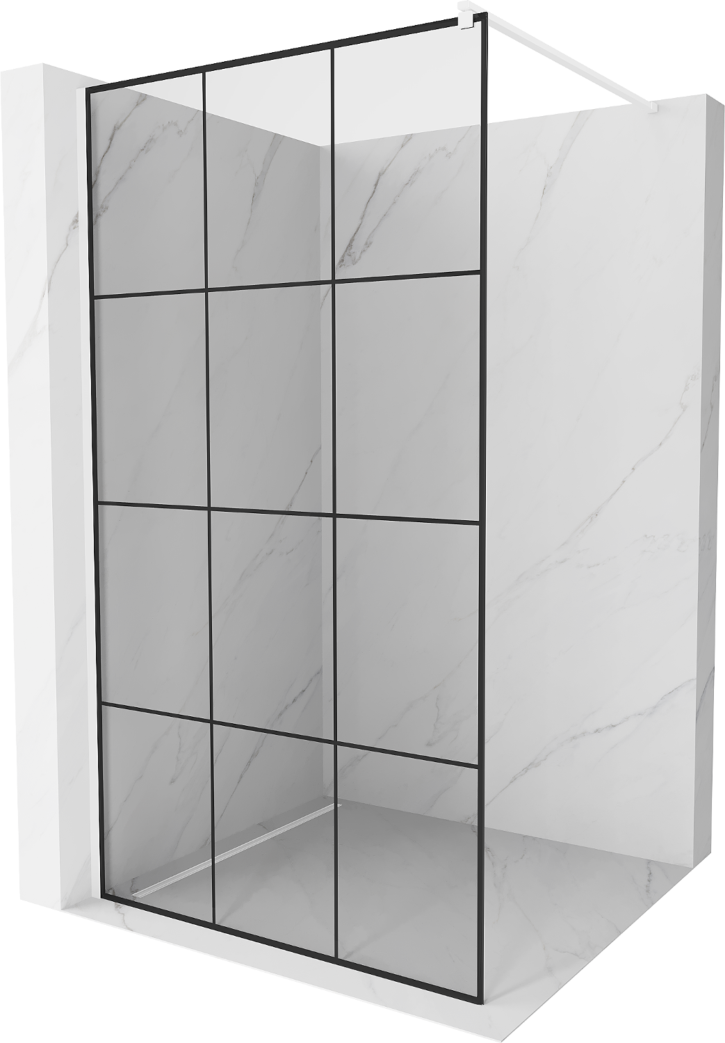 Mexen Kioto ścianka prysznicowa 120 x 200 cm, transparent/czarny wzór 8 mm, biała - 800-120-101-20-77