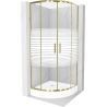 Mexen Rio kabina prysznicowa półokrągła 90 x 90 cm, pasy, złota + brodzik Rio, biały - 863-090-090-50-20-4710